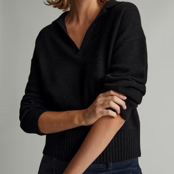 NEW Everlane Women’s Cashmere Polo Black Sweater Size XSmall - Picture 4 of 14